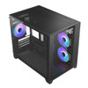 VIDA Vida Akira Black ARGB Gaming Case w/ Glass Front & Side, Micro ATX, 3x ARGB Fans, 6-Port PWM ARGB Fan Hub 