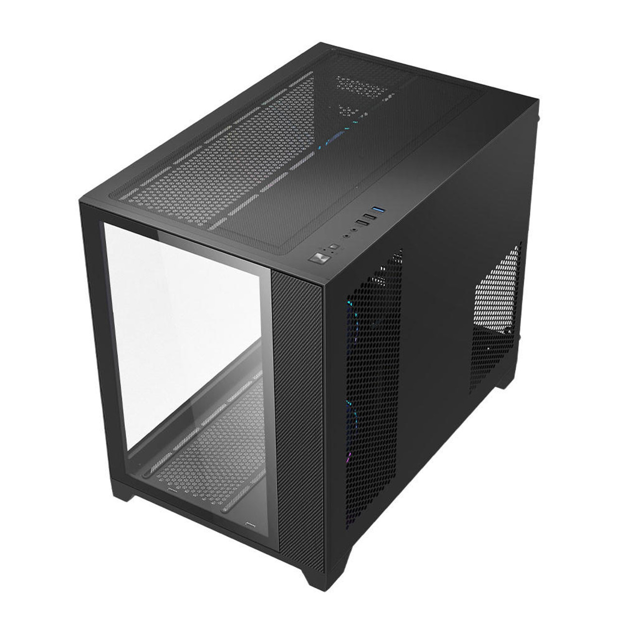 VIDA Vida Akira Black ARGB Gaming Case w/ Glass Front & Side, Micro ATX, 3x ARGB Fans, 6-Port PWM ARGB Fan Hub 