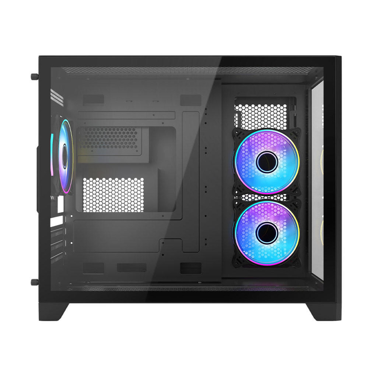 VIDA Vida Akira Black ARGB Gaming Case w/ Glass Front & Side, Micro ATX, 3x ARGB Fans, 6-Port PWM ARGB Fan Hub 