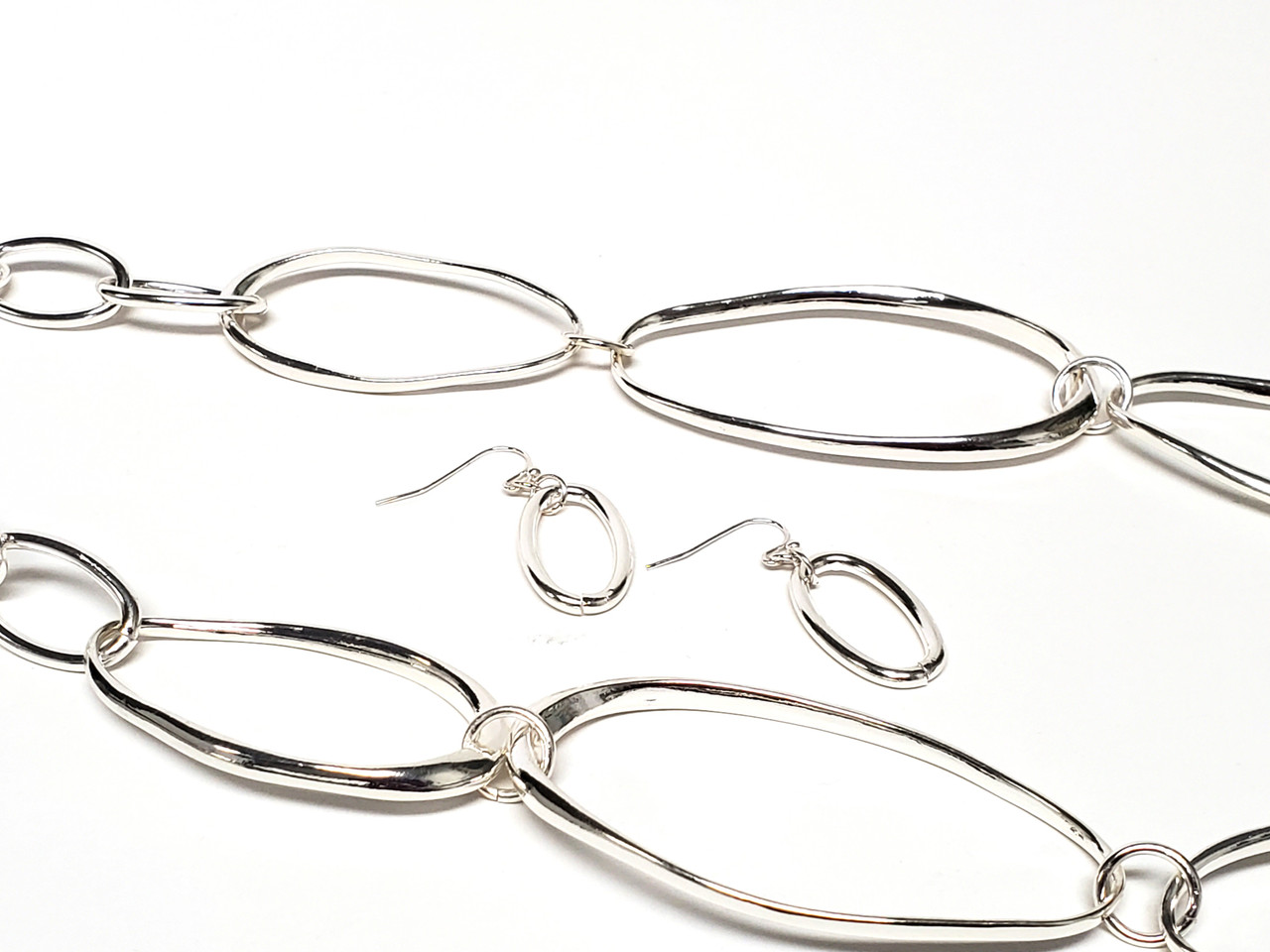 Silver Large Oval Link Necklace