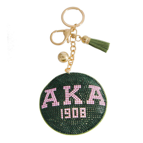 Pink and Green Padded Sorority Keychain