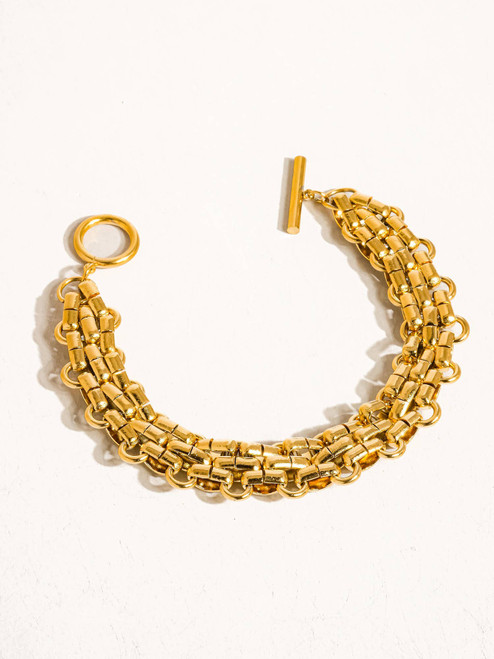 18K Gold Non-Tarnish Bold Weave Bracelet