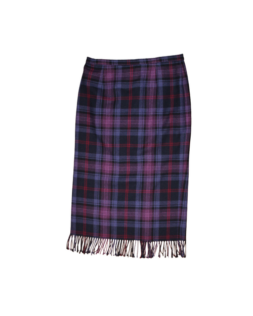 Vintage Purple Plaid Wool Midi Skirt size 14