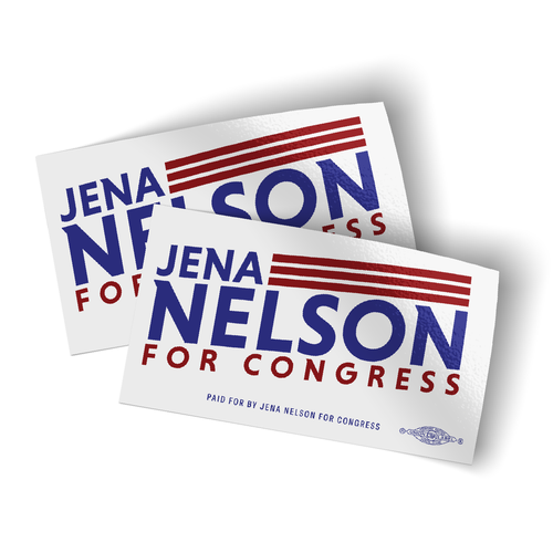 Jena Nelson For Congress (5" x 3" Vinyl Sticker -- Pack of Two!)