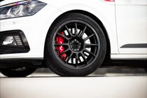 Racingline Stage 2 Evo big brake kit with red caliper on a Polo GTI