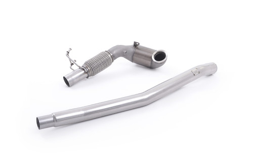 Milltek large bore downpipe with hi-flow sports cat for Audi S3 8V and Volkswagen Golf R Mk7