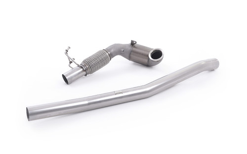 Milltek large bore downpipe with hi-flow sports cat for Audi S3 8V and Volkswagen Golf R Mk7 (2013 to 2021)
