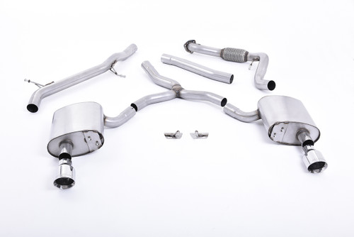 Milltek Cat-back - Non Resonated (Louder) with Dual GT-100 Polished Trims - A4 - 2.0 TFSI B9 Quattro Saloon & Avant - 2016-2020 - SSXAU616