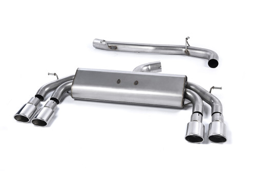 Milltek Cat-back - Non-Valved Race System. Non-resonated (louder). Quad Oval Polished Tips - S3 - 2.0 TFSI quattro Sportback 8V - 2013-2020 - SSXAU531