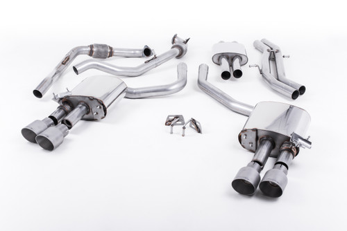 Milltek Cat-back - Resonated with Quad GT-100 Titanium Trims EC Approved - S4 - 3.0 Turbo V6 B9 - Saloon/Sedan & Avant (Non Sport Diff Cars) - 2016-2020 - SSXAU642