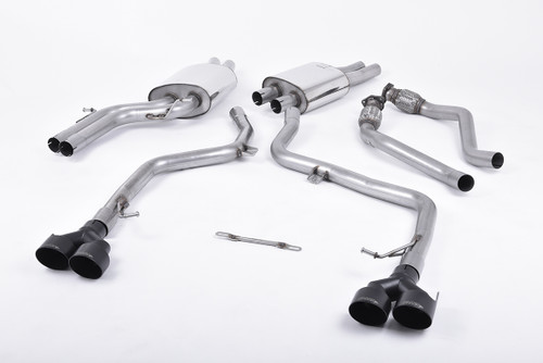 Milltek Cat-back - Non-resonated (louder). Quad Black Velvet Tips - S5 - 3.0 TFSI B8.5 Coupe & Cabriolet - 2011-2020 - SSXAU411 Milltek Cat-back - Non-resonated (louder). Quad Black Velvet Tips - S5 - 3.0 TFSI B8.5 Coupe & Cabriolet - 2011-2020 - SSXAU411