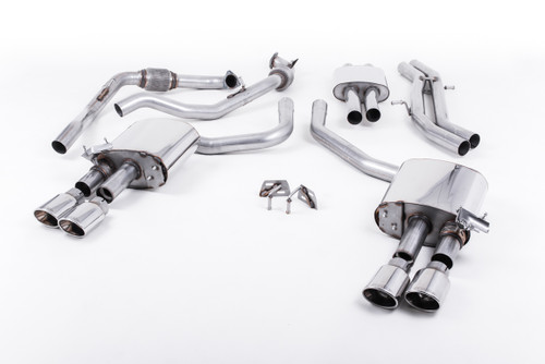 Milltek Cat-back - Resonated with Quad Polished Oval Trims EC Approved - S5 - 3.0 V6 Turbo Sportback B9 (Non Sport Diff Models Only with or without Brace Bars) - 2017-2020 - SSXAU648_1
