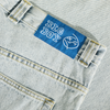 Polar Big Boy Pants Light Blue, OG Logo Big Boy Pants, Polar Skate Co Pants, Baggy Fit Denim, Tapered Leg Jeans, Low Waist Pants, Dropped Crotch Jeans, 100% Cotton Denim, 435 GSM Denim, YKK Zipper Fly, Custom YKK Button, Embroidered Coin Pocket, Woven Waist Label, Made in Portugal, Skateboarding Pants, 90s Skate Style