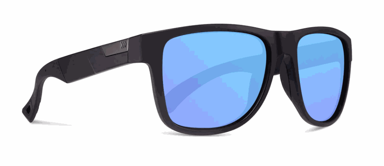 Cassette Eyewear - Legend Pro - Matte Black/Skye Blue Mirror Colorboost Polarized Lens