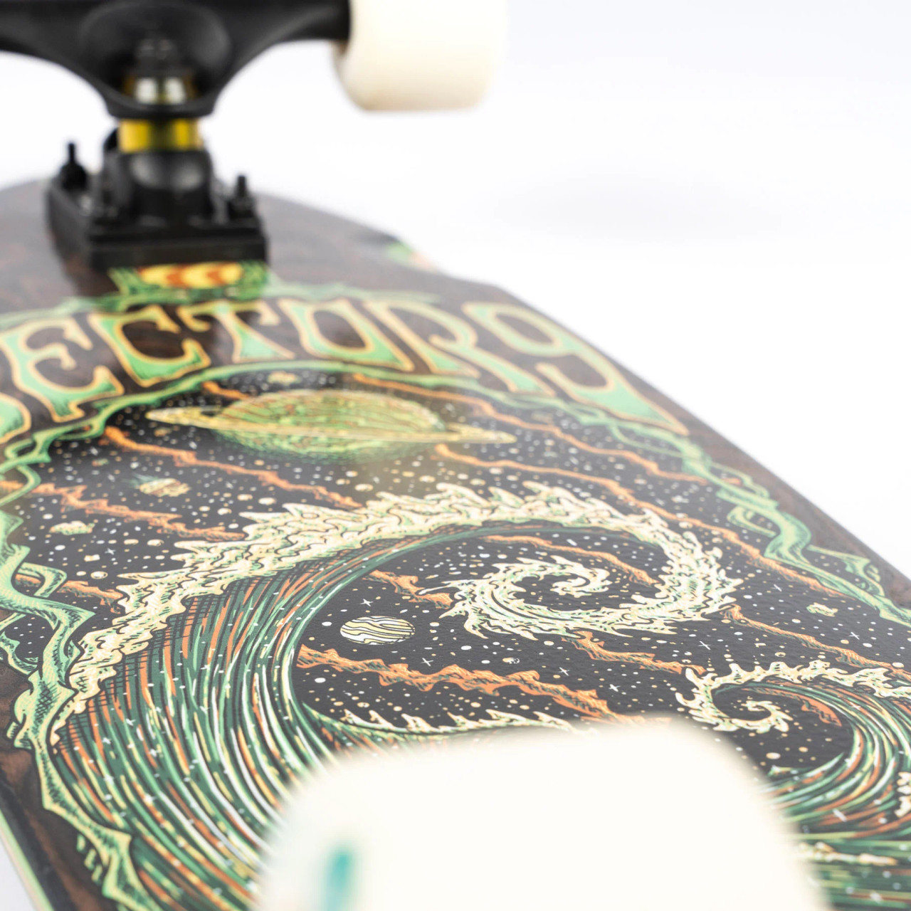 Sector 9 longboard complete, Ben Gravy longboard, Cosmos Strand longboard, Sector 9 cruiser longboard, surf style longboard, carving longboard, cruising longboard, smooth riding longboard, beach cruiser longboard, beginner friendly longboard, ready to ride longboard, Sector 9 Ben Gravy graphic