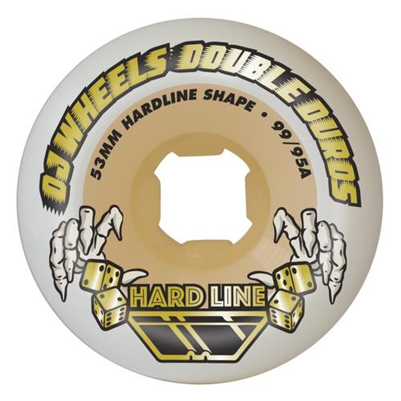 OJ 53mm 99a/95a Double Duro White Gum Hardline Wheels