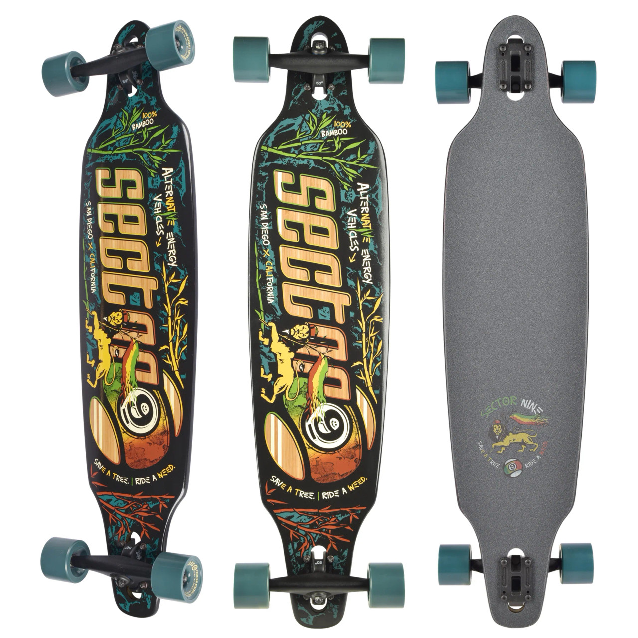Sector 9 longboard complete, Lookout Roots longboard, Sector 9 Lookout longboard, cruiser longboard complete, carving longboard, pintail longboard, street cruising longboard, smooth riding longboard, beginner friendly longboard, ready to ride longboard, Sector 9 Roots graphic