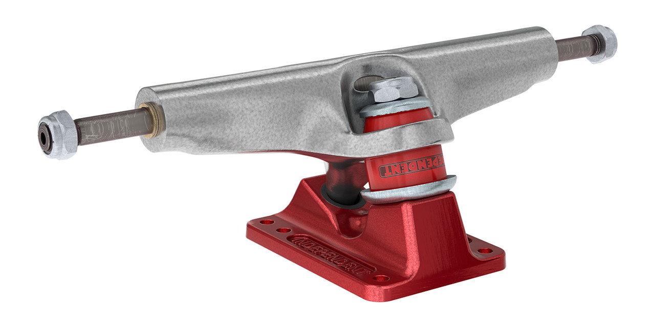 Independent Stage 4 Hollow Bar Logo - Silver / Ano Red Standard Trucks (Pair)