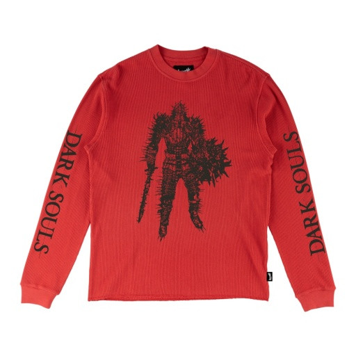Welcome Kirk Raw Hem Thermal Longsleeve Tshirt - Vintage Red