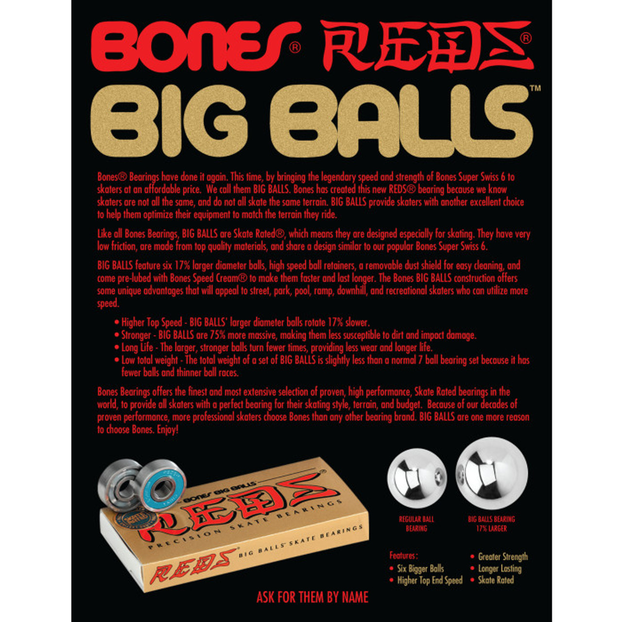 bones reds big balls bearings, bones big balls bearings, bones reds bearings 8 pack, bones skateboard bearings, bones big balls 8 pack, bones bearings, bones skate bearings, bones reds big balls, skateboard bearings, bones brand bearings, high speed skateboard bearings, bones precision bearings, red skateboard bearings, bones 8 bearings, bones skate gear, bones reds big balls skateboard bearings, durable skateboard bearings, bones swiss alternative, bones big balls reds, professional skate bearings