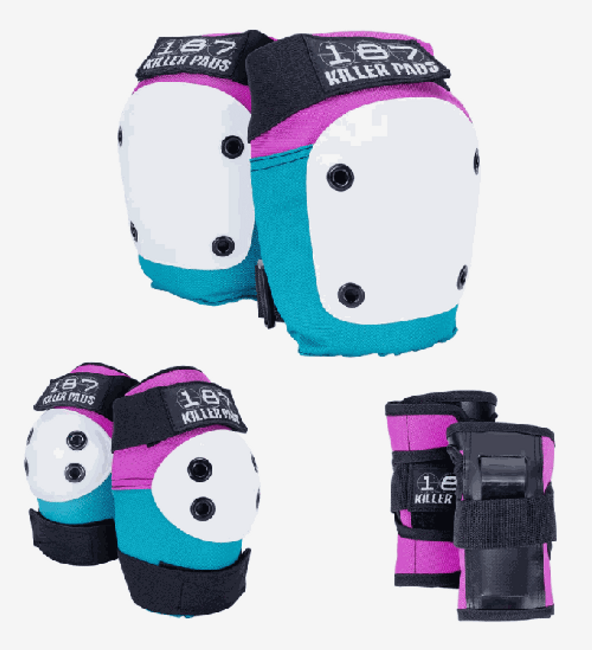 187 Combo 6-Pack Pad Set Teal/Pink JR