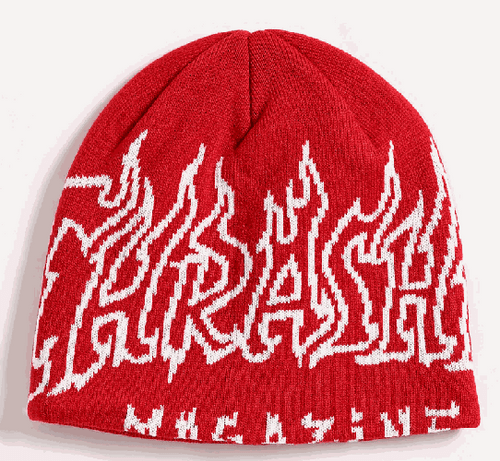 Thrasher Flame Outline (Red) Skully Beanie