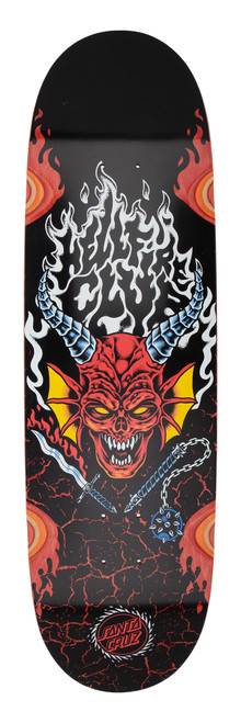 Stranger Things skateboard deck, Hellfire Club Flames deck, Santa Cruz skateboard deck, 9.0 skateboard deck, 9.00 x 32.00 skateboard deck, wide skateboard deck, old school skateboard deck, cruiser skateboard deck, licensed skateboard deck, collectible skateboard deck, maple skateboard deck, Santa Cruz Stranger Things deck