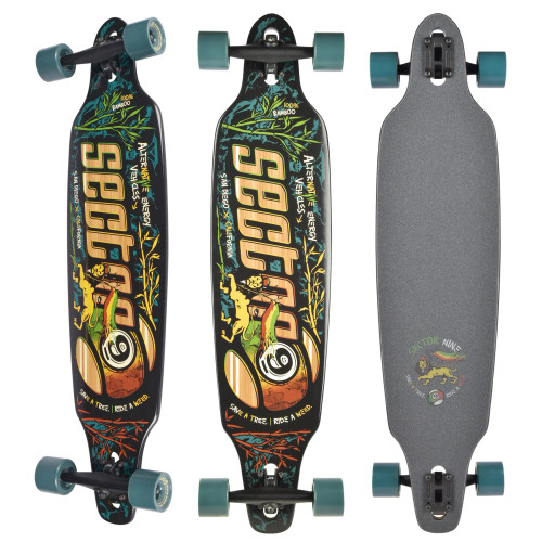 Sector 9 longboard complete, Lookout Roots longboard, Sector 9 Lookout longboard, cruiser longboard complete, carving longboard, pintail longboard, street cruising longboard, smooth riding longboard, beginner friendly longboard, ready to ride longboard, Sector 9 Roots graphic