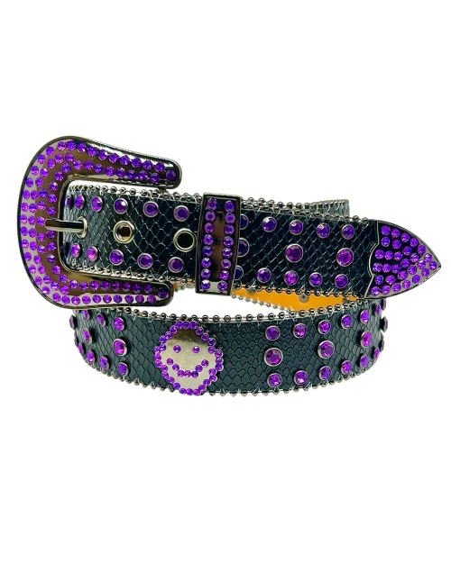 Loosey Smile Rhinestone Belt - Purple