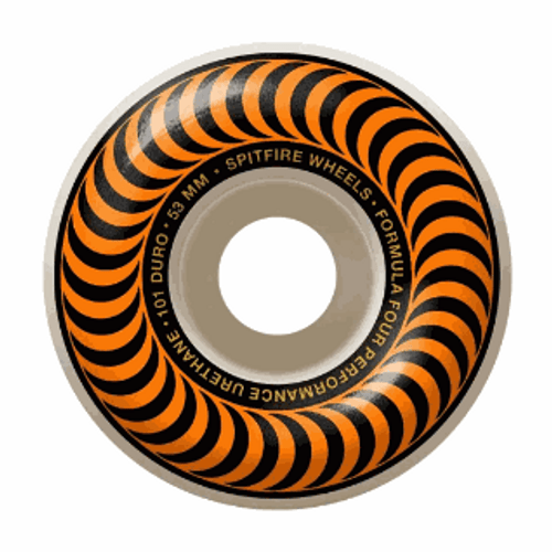 Spitfire 53mm 101a F4 Classic Orange Swirl Wheels