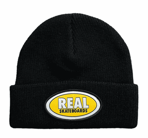 Real Oval Black Yellow Beanie