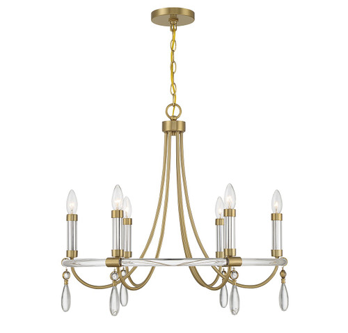 Savoy House - 1-7716-6-195 - Six Light Chandelier - Mayfair - Warm Brass/Chrome