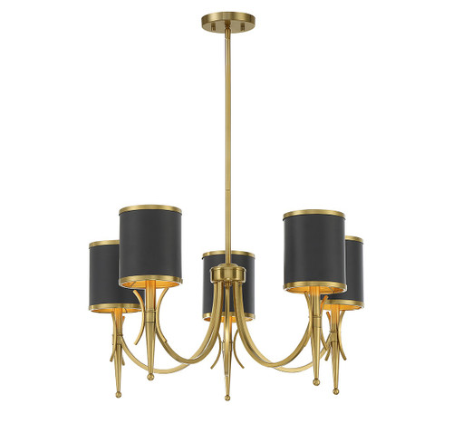 Savoy House - 1-9945-5-143 - Five Light Chandelier - Quincy - Matte Black w/Warm Brass