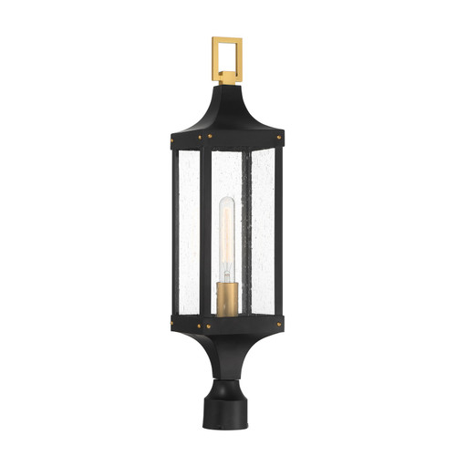 Savoy House - 5-278-144 - One Light Outdoor Post Lantern - Glendale - Matte Black/Weathered Brushed Brass