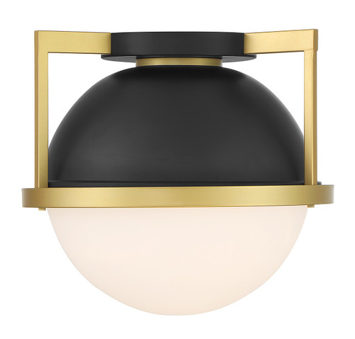 Savoy House - 6-4602-1-143 - One Light Flush Mount - Carlysle - Matte Black w/Warm Brass