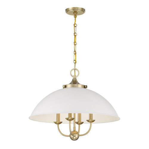 Savoy House - 7-1725-4-142 - Four Light Pendant - Monterey - White/Warm Brass