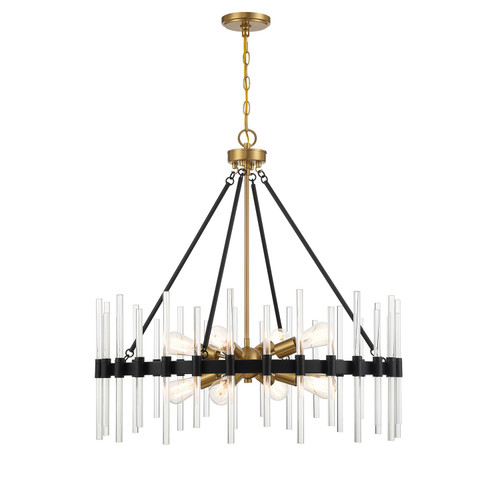 Savoy House - 7-1937-8-143 - Eight Light Pendant - Santiago - Matte Black w/Warm Brass Accents