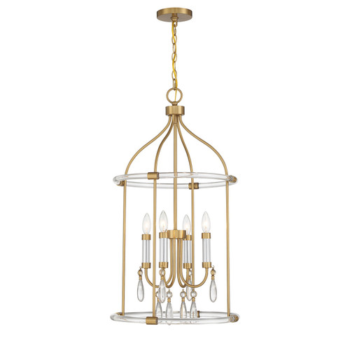Savoy House - 7-7714-4-195 - Four Light Pendant - Mayfair - Warm Brass/Chrome