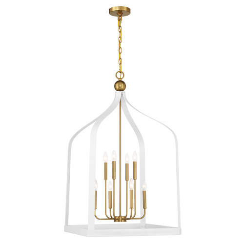 Savoy House - 7-7800-8-142 - Eight Light Pendant - Sheffield - White w/Warm Brass