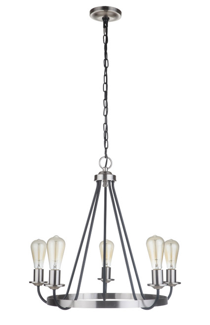 Craftmade - 50325-FBBNK - Five Light Chandelier - Randolph - Flat Black/Brushed Polished Nickel