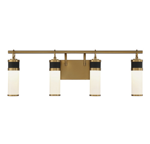 Savoy House - 8-1638-4-143 - LED Bathroom Vanity - Abel - Matte Black w/Warm Brass