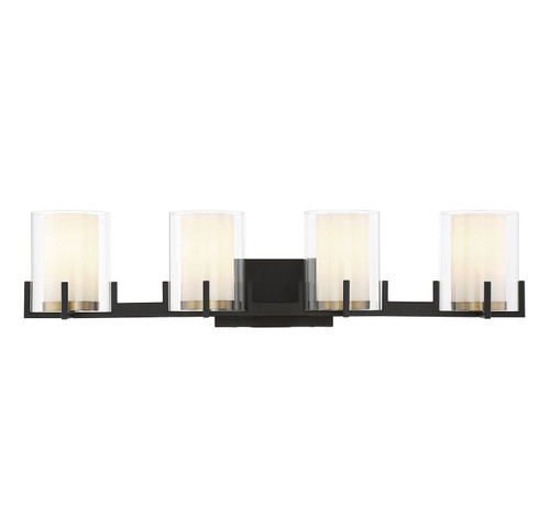 Savoy House - 8-1977-4-143 - Four Light Bathroom Vanity - Eaton - Matte Black w/Warm Brass