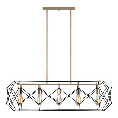 Visual Comfort Studio - 6634105-848 - Five Light Linear Chandelier - Zarra - Satin Brass