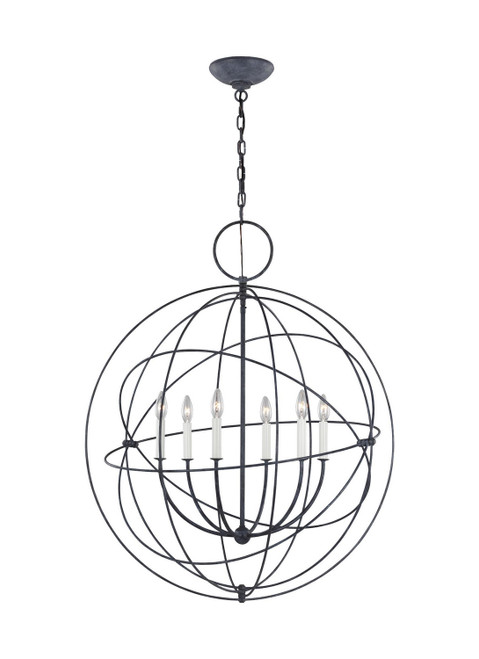 Visual Comfort Studio - CP1246WGV - Six Light Pendant - Bayberry - Weathered Galvanized