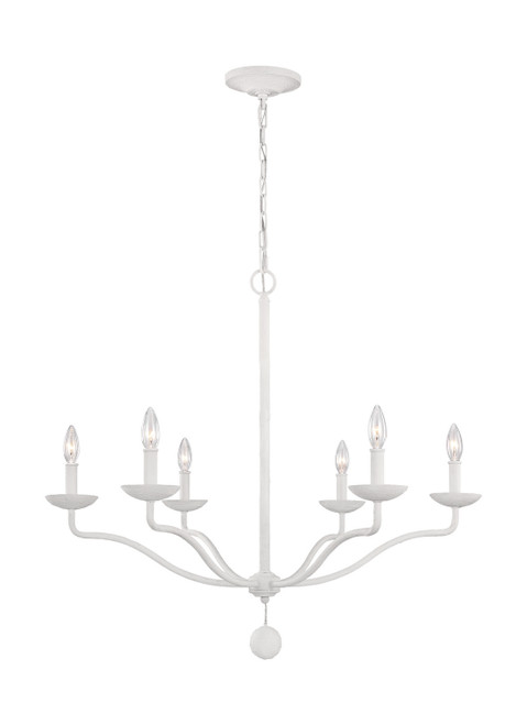 Visual Comfort Studio - F3130/6PSW - Six Light Chandelier - Annie - Plaster White