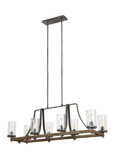 Visual Comfort Studio - F3136/8DWK/SGM - Eight Light Island Chandelier - Angelo - Distressed Weathered Oak / Slate Grey Metal