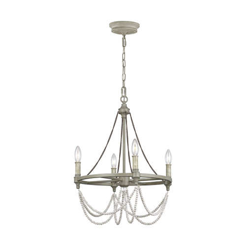 Visual Comfort Studio - F3331/4FWO/DWW - Four Light Chandelier - Beverly - French Washed Oak / Distressed White Wood