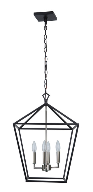 Craftmade - 56334-FBBNK - Four Light Foyer Pendant - Flynt II - Flat Black/Brushed Polished Nickel