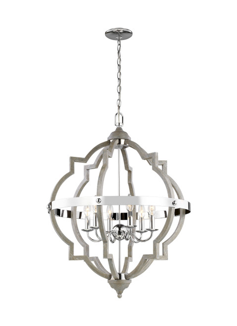 Generation Lighting - 5124906EN-872 - Six Light Hall / Foyer - Socorro - Washed Pine