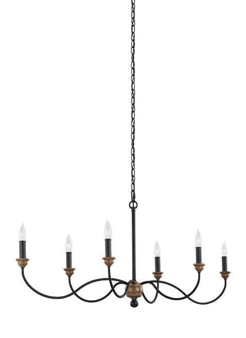 Generation Lighting - F3000EN/6DWZ/WO - Six Light Chandelier - Hartsville - Dark Weathered Zinc / Weathered Oak